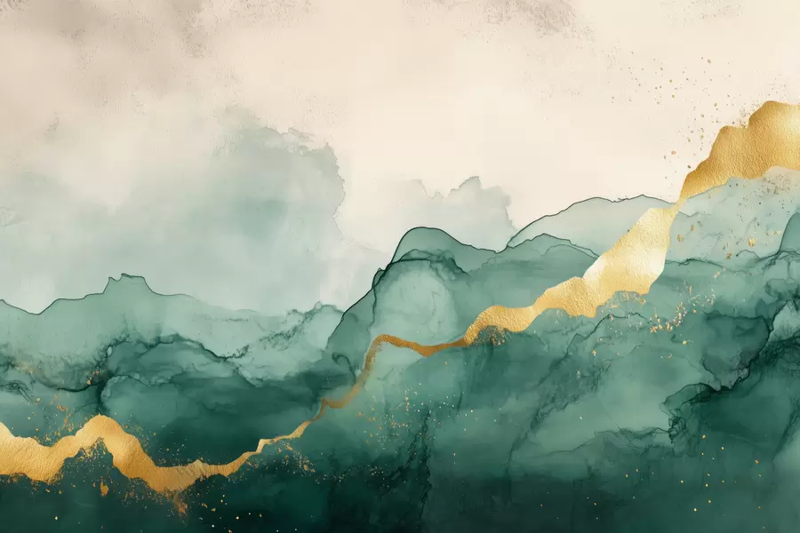 murais de parede Composição de aguarela esmeralda vintage w01362v1