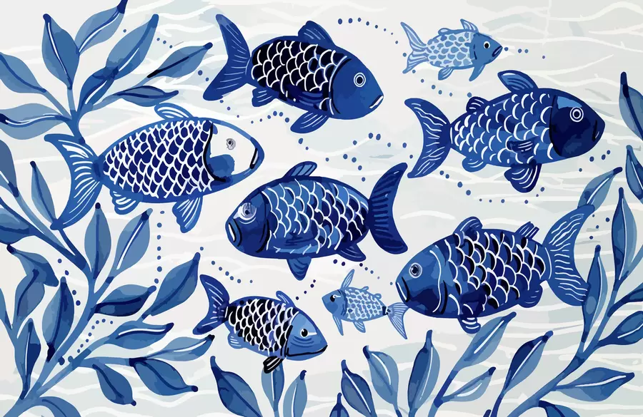 murais de parede Peixe azul w01062