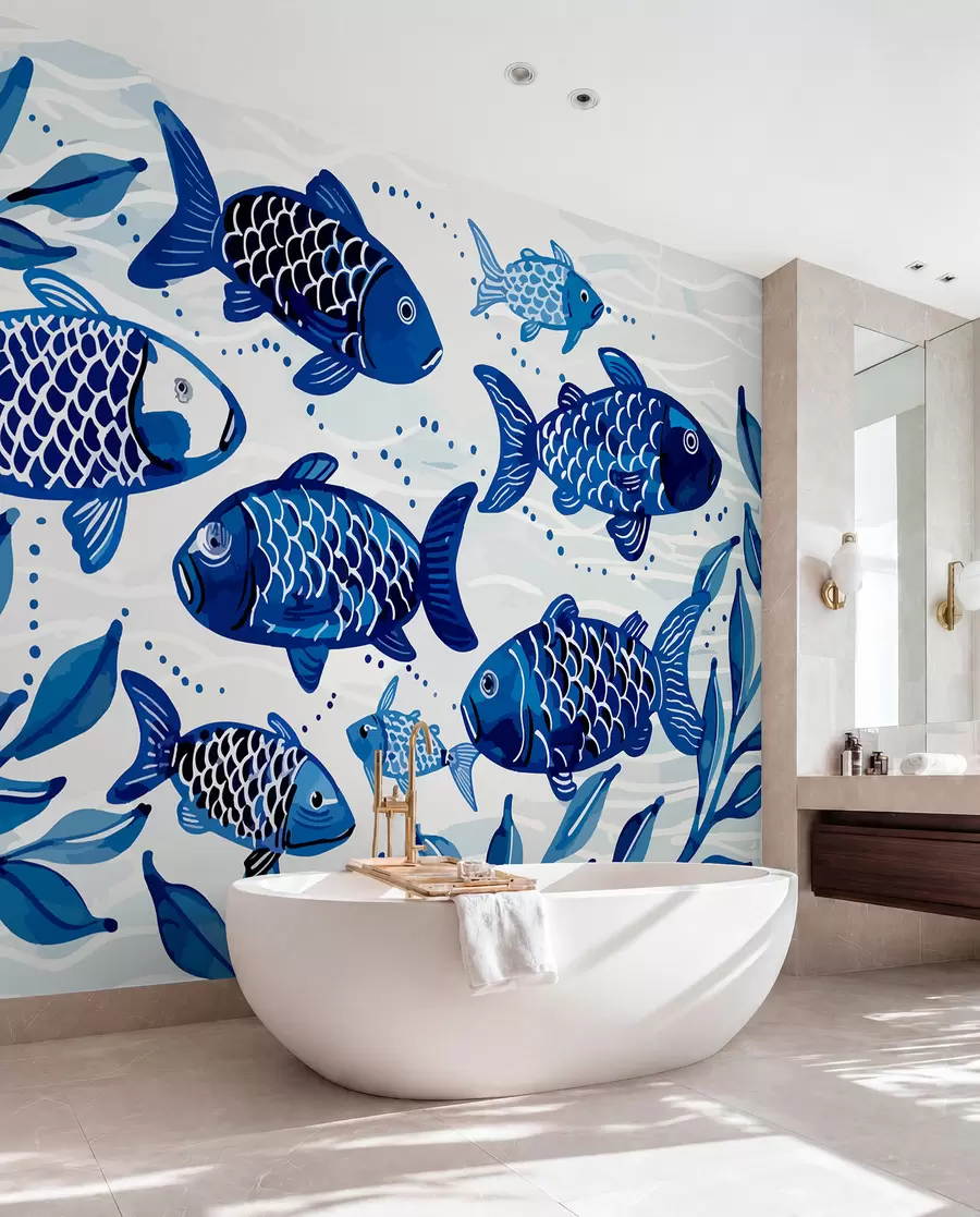 murais de parede Peixe azul w01062