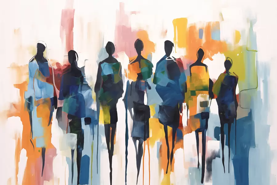 murais de parede Silhuetas de pessoas abstractas w01559