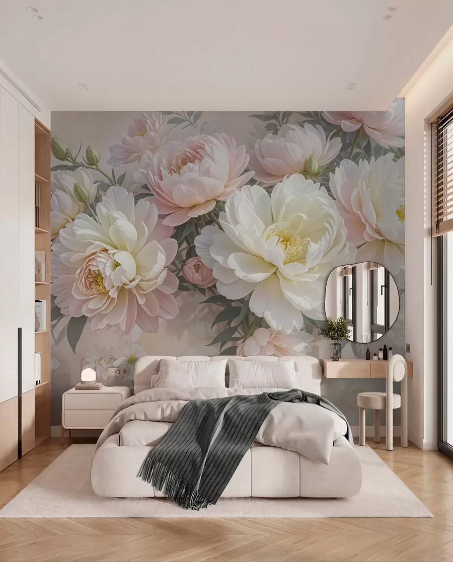 murais de parede Jardim de peónias w08276
