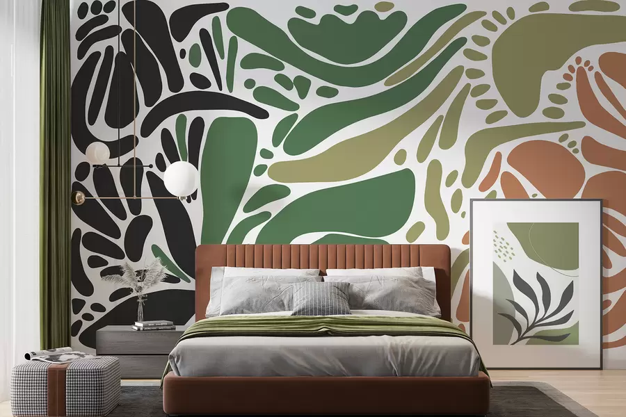 murais de parede Padrão geométrico abstrato, estilo tribal, cores naturais w01623v7