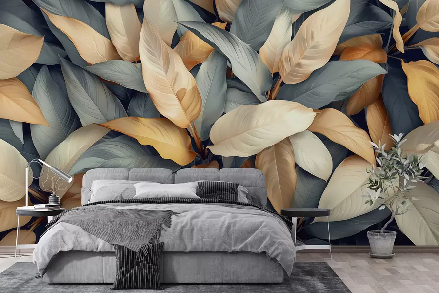 murais de parede Plantas tropicais em tons de rosa e bege w01586v1