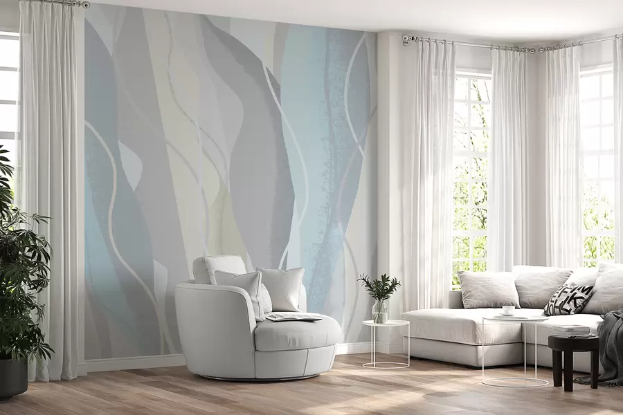 murais de parede Papel de parede moderno e abstrato de estilo ecológico em cores frias e quentes w01124