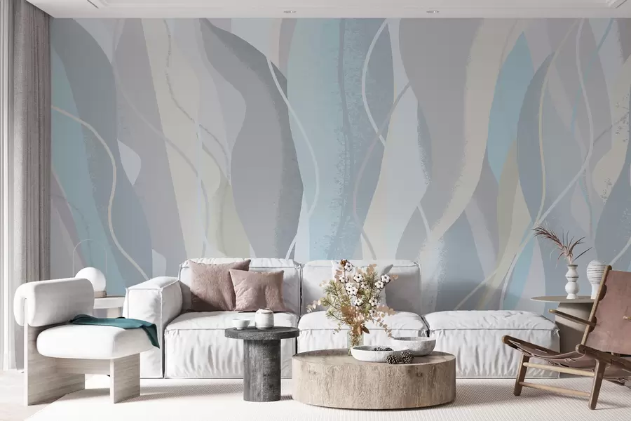 murais de parede Papel de parede moderno e abstrato de estilo ecológico em cores frias e quentes w01124