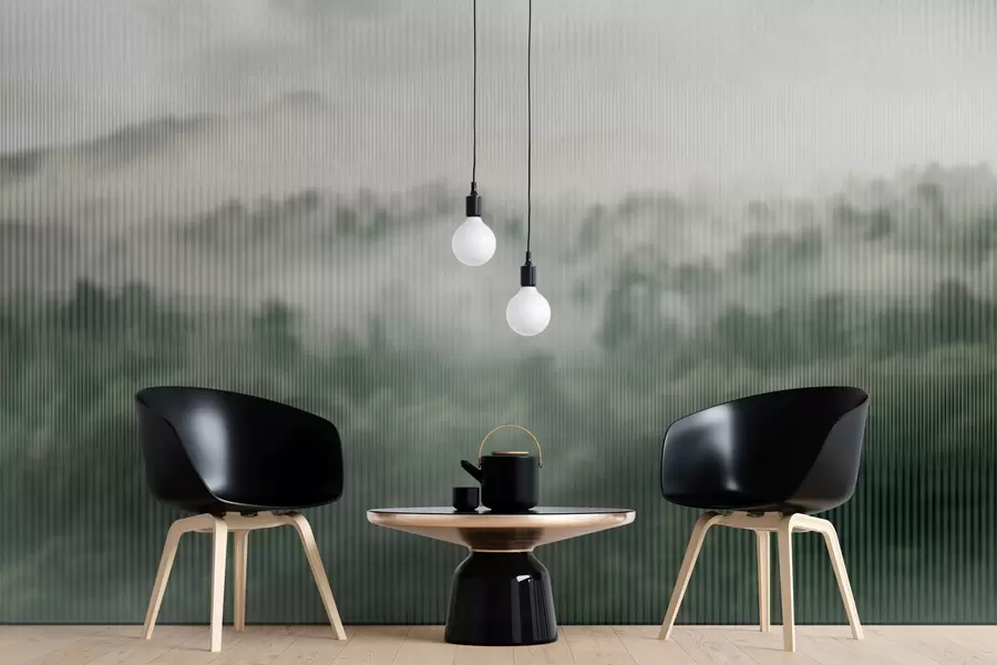 murais de parede floresta verde e enevoada por detrás do vidro w01678