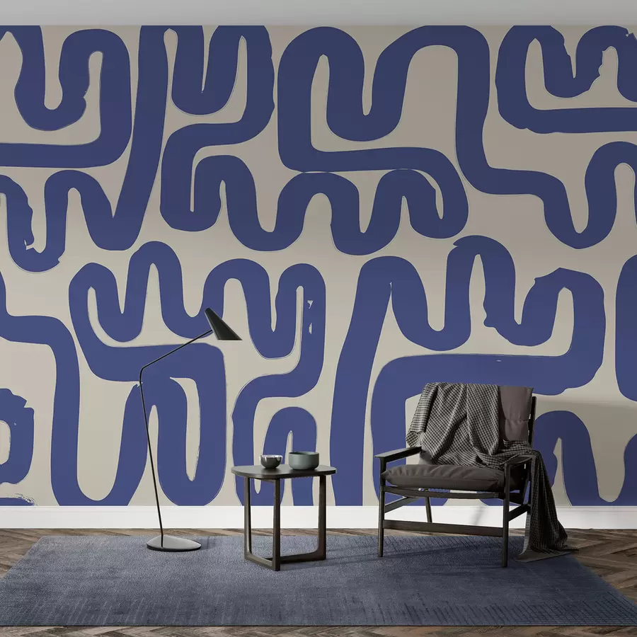 murais de parede Linhas de enrolamento azuis w01686