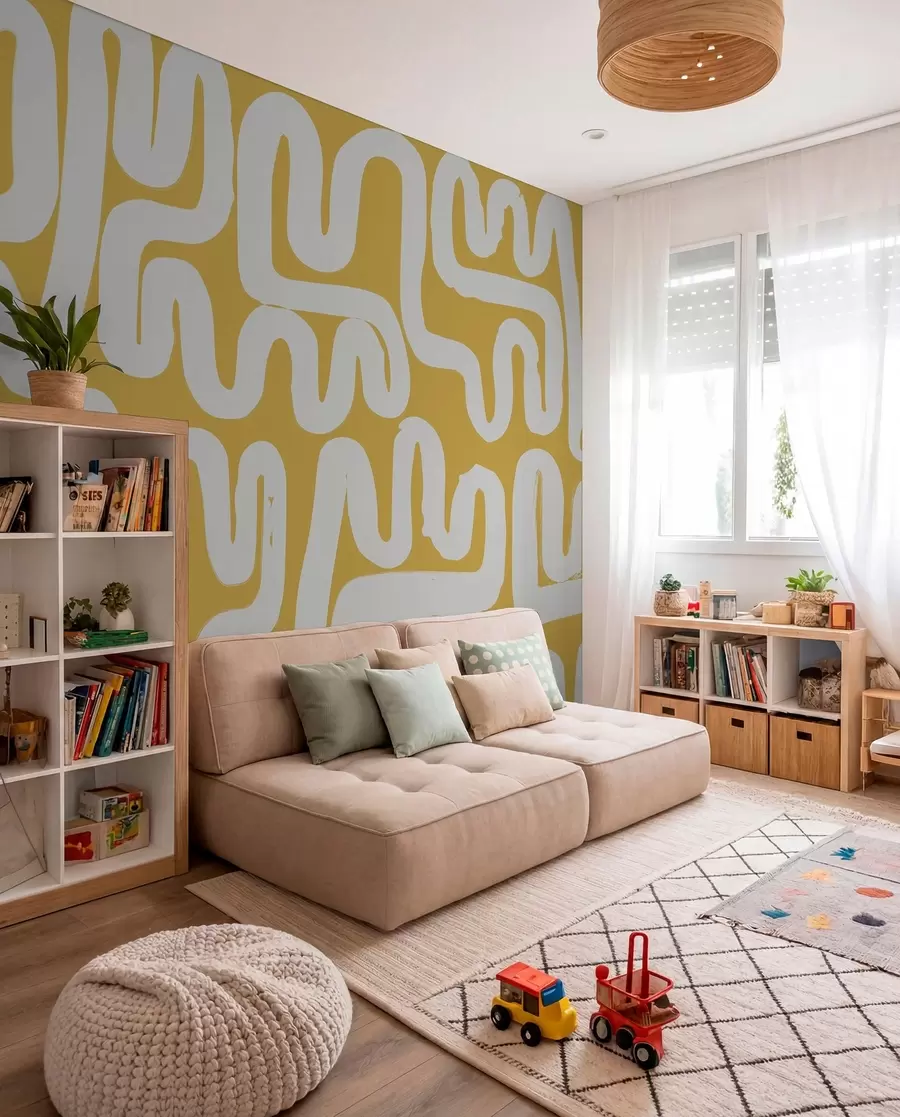 murais de parede Linhas sinuosas em ocre w01686v1