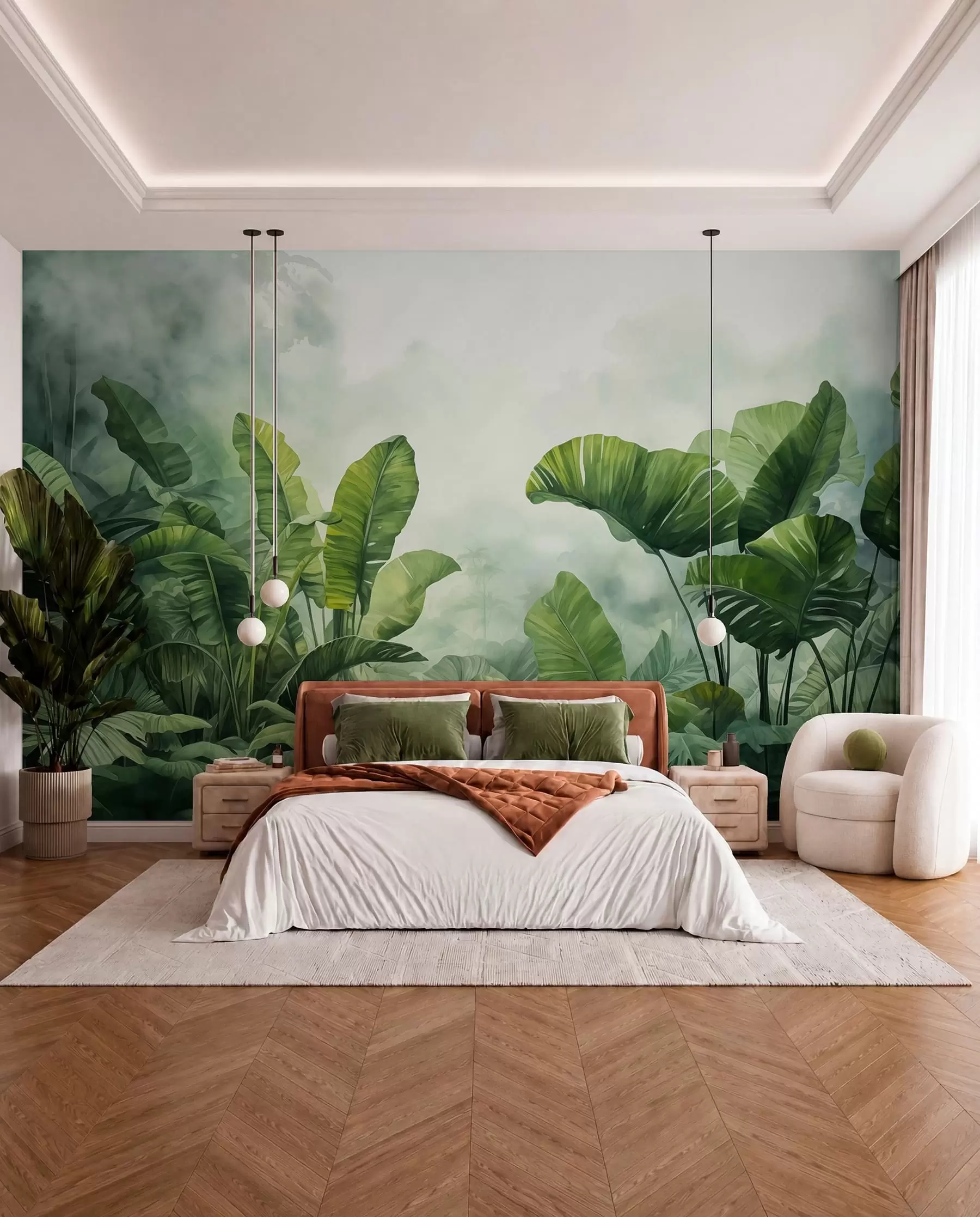 murais de parede Folhas tropicais na névoa w01868