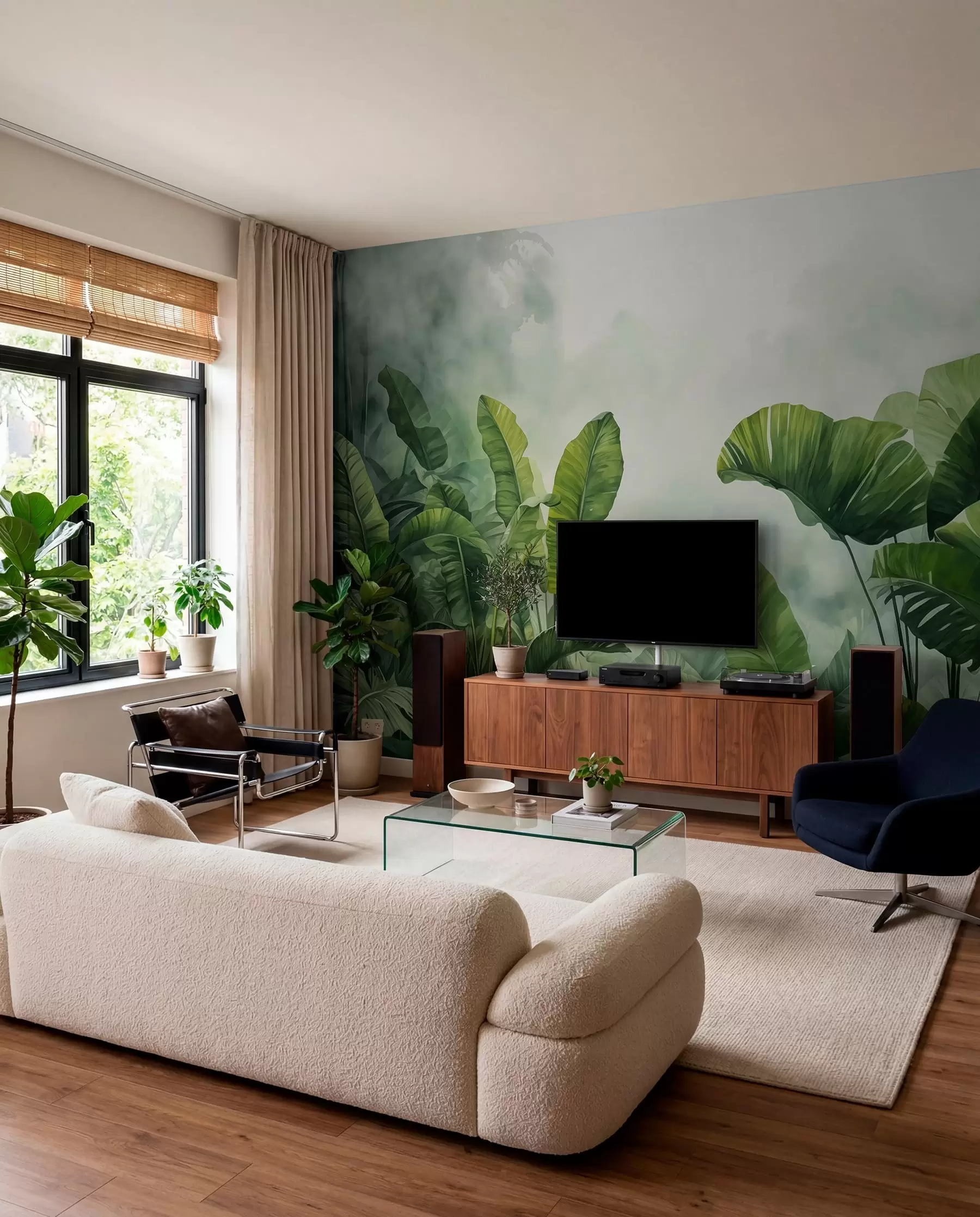 murais de parede Folhas tropicais na névoa w01868
