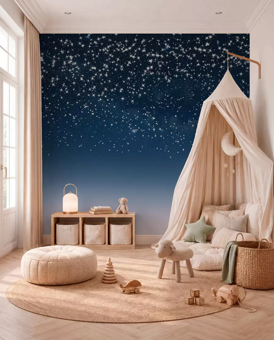 murais de parede Chuva de estrelas em azul w01797