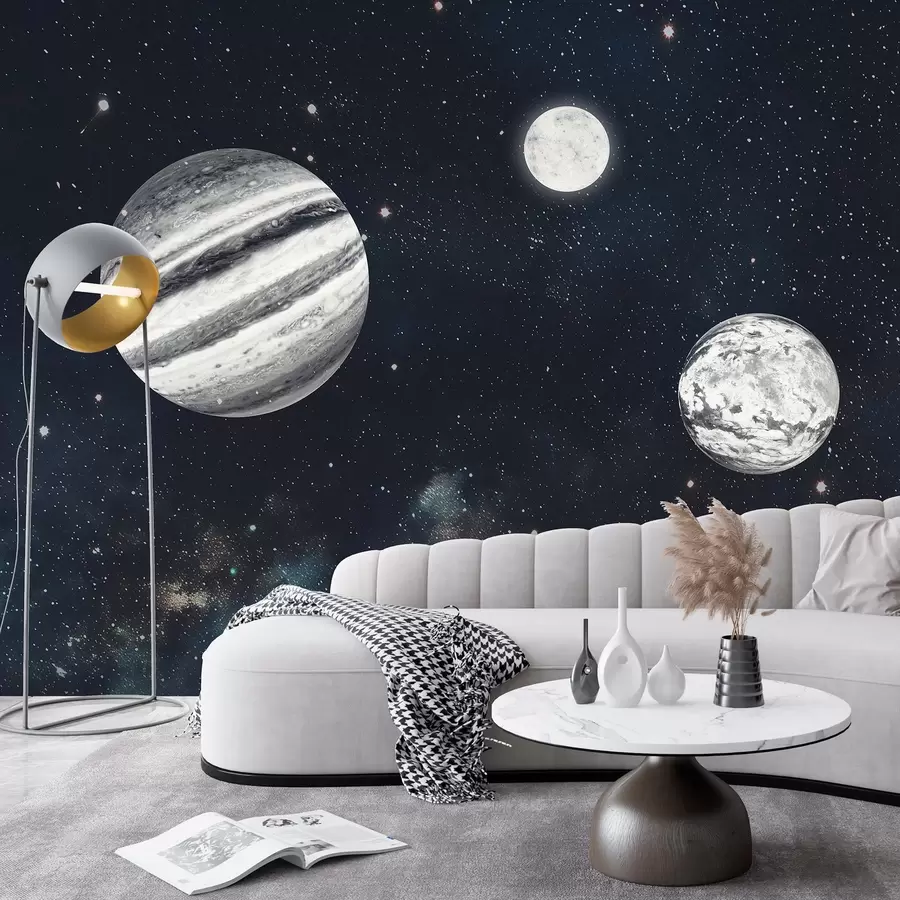 murais de parede Espaço cósmico com estrelas e plantas w01799