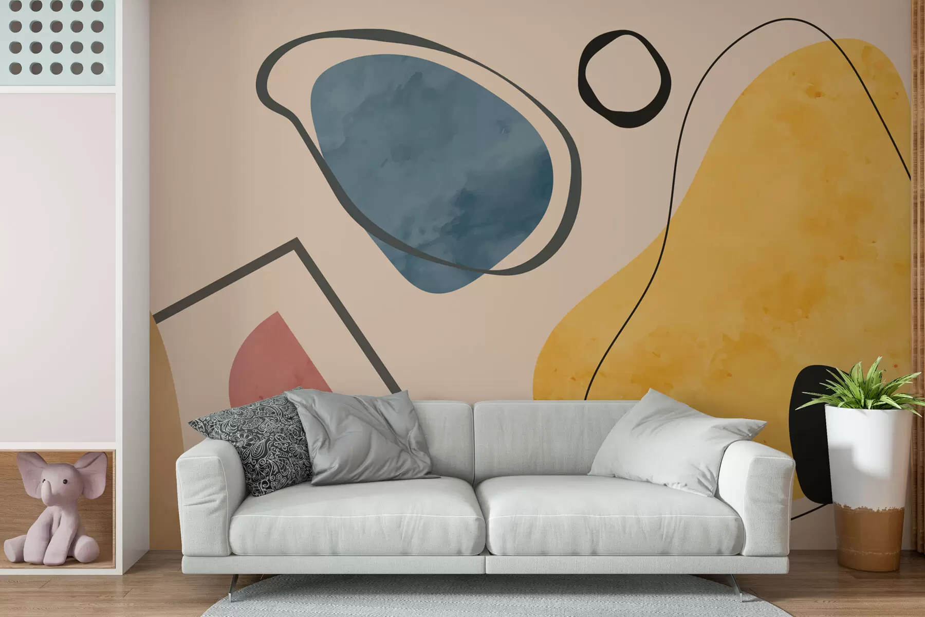 murais de parede Geometria colorida de formas engraçadas w01830