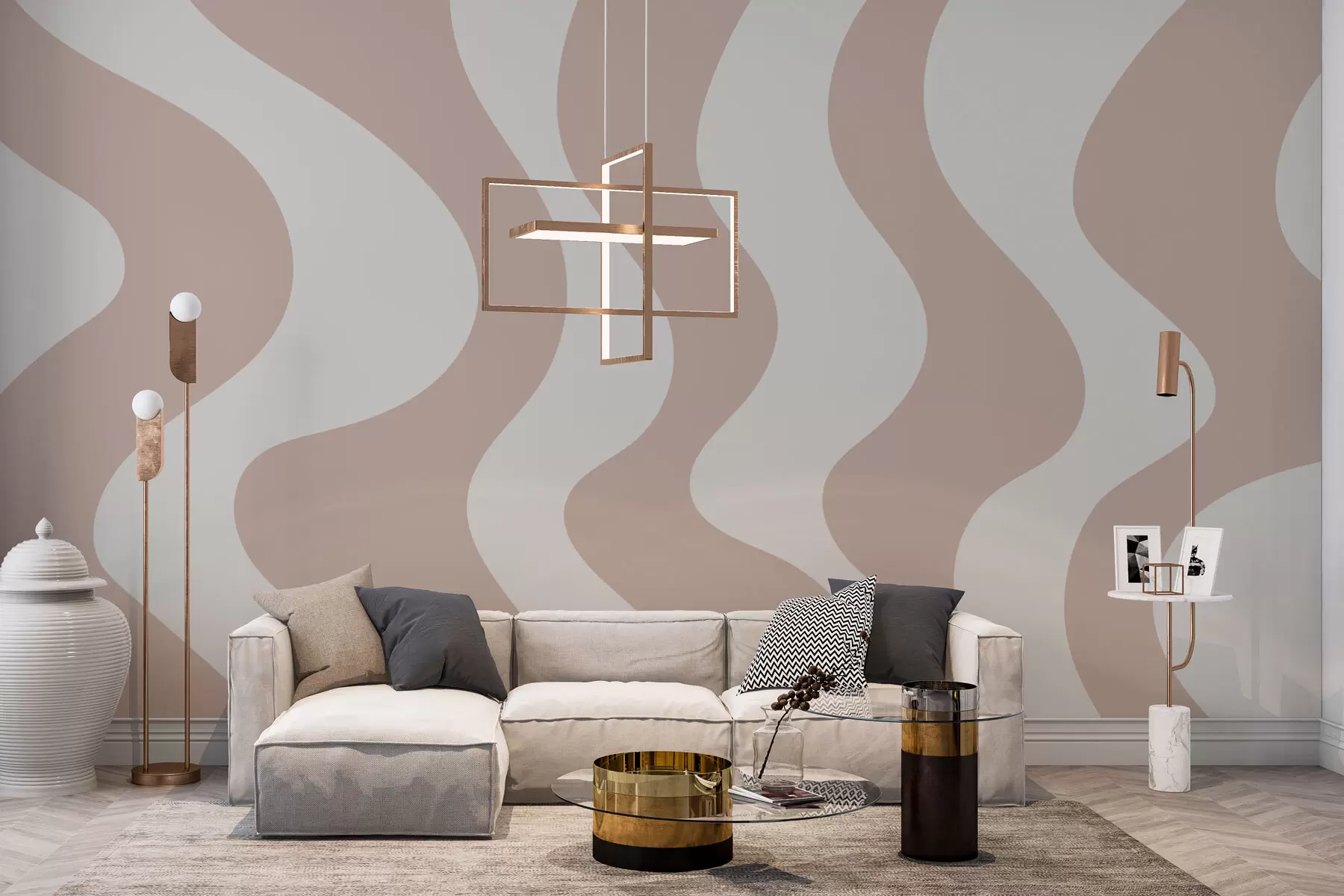 murais de parede Linhas cor-de-rosa sinuosas w01833v1