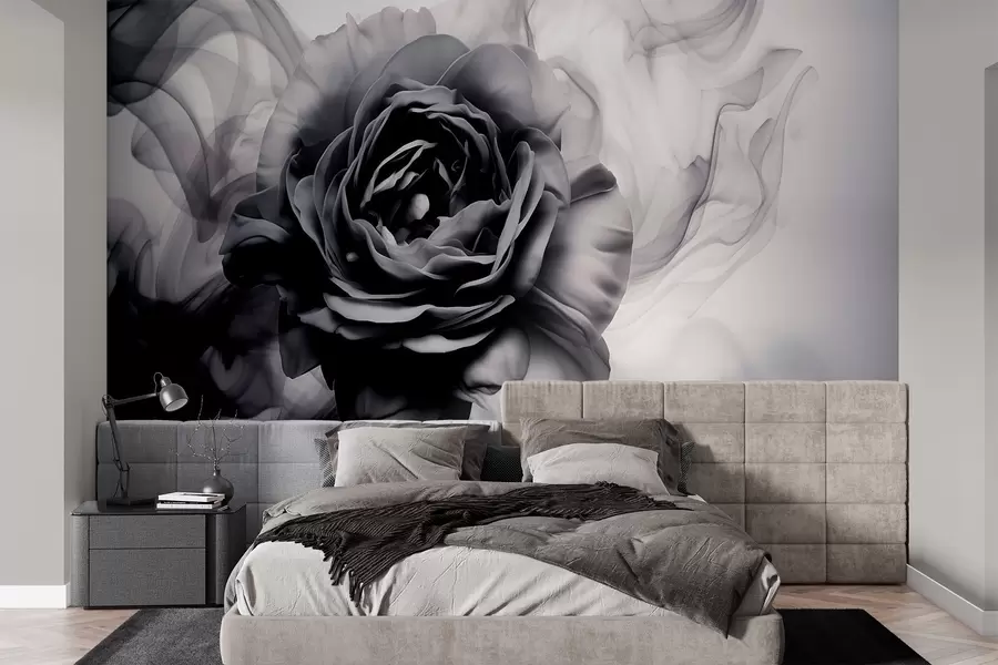 murais de parede Rosa preta e branca w01907