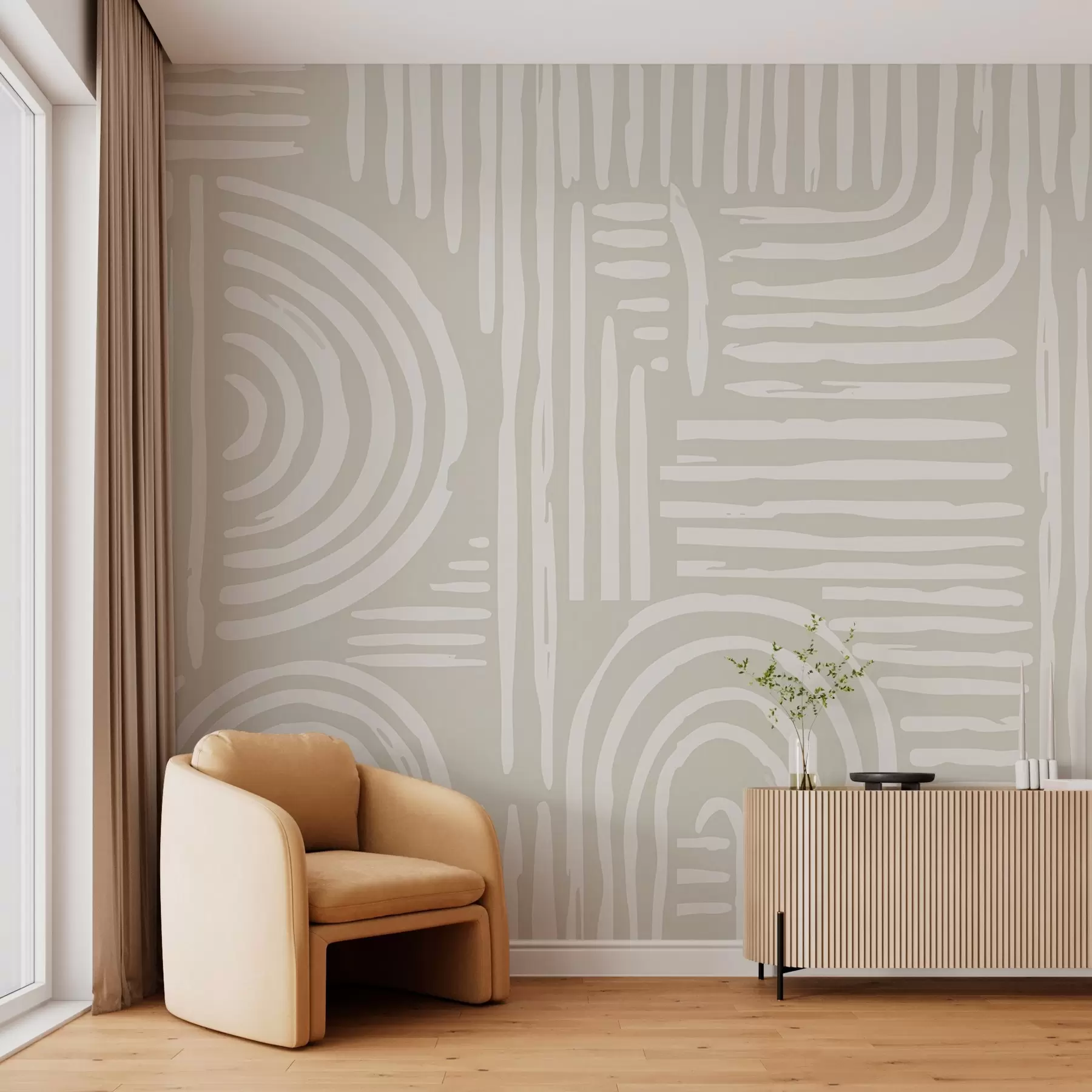 murais de parede Design boho em cores suaves w01919