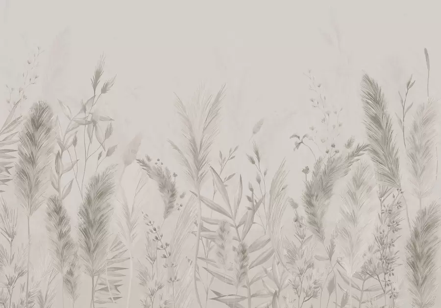 murais de parede Ervas altas e flores do campo em tons pastel w02004v1