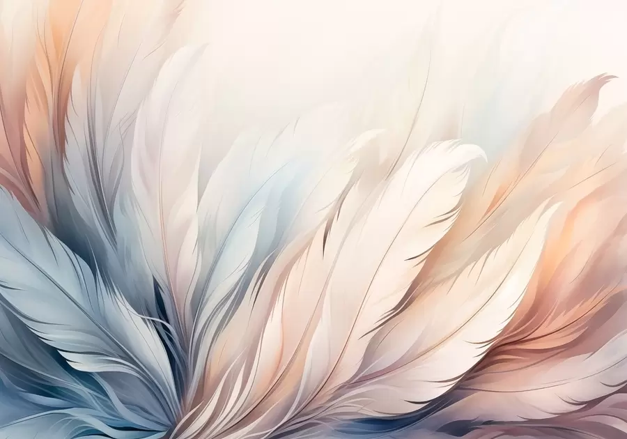 murais de parede Penas delicadas em tons pastel w01973