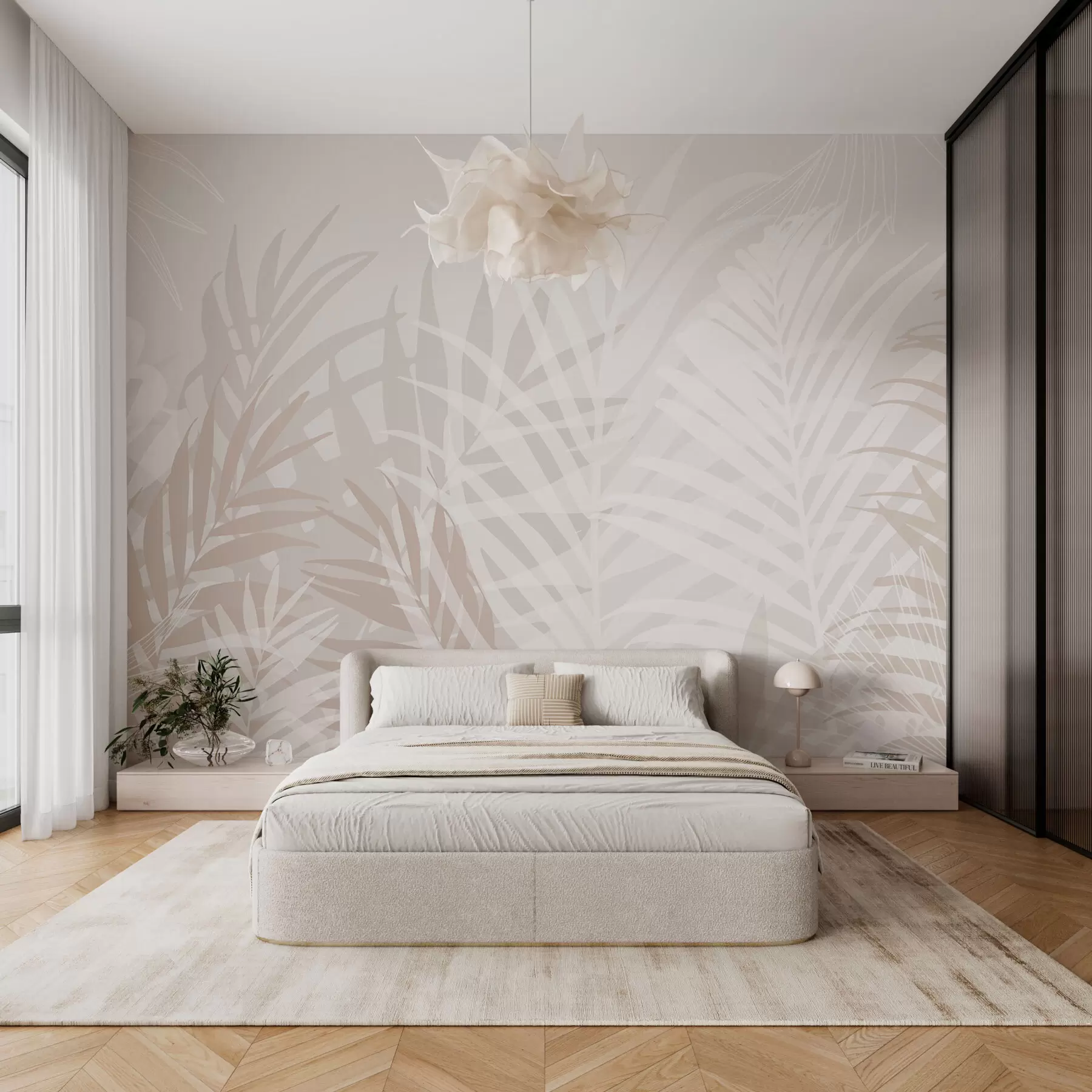 murais de parede Folhas tropicais na moda w02026v2