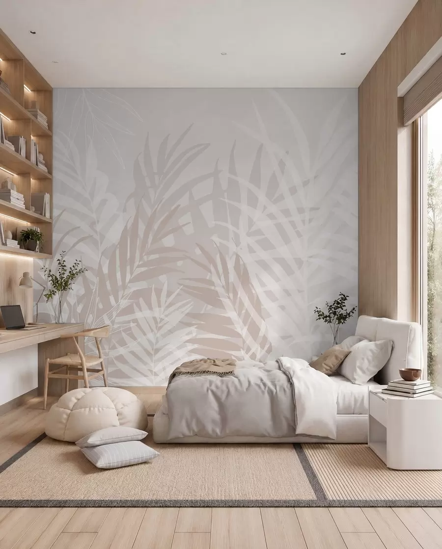 murais de parede Sombras de palmas em creme w02026v2