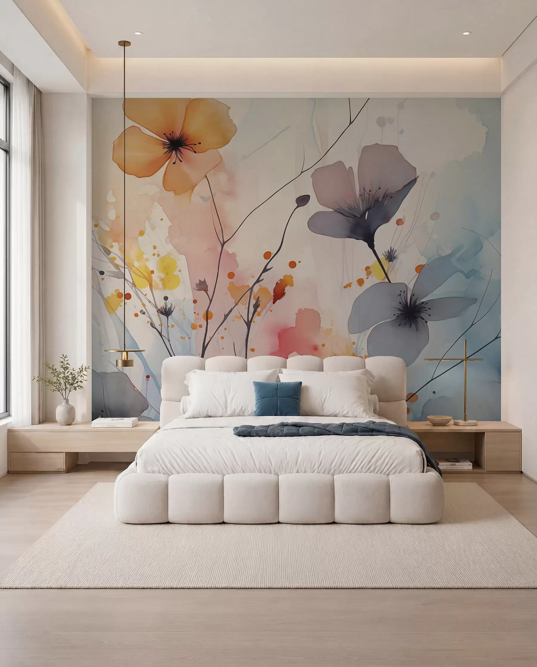 murais de parede Flores silvestres em âmbar w02049