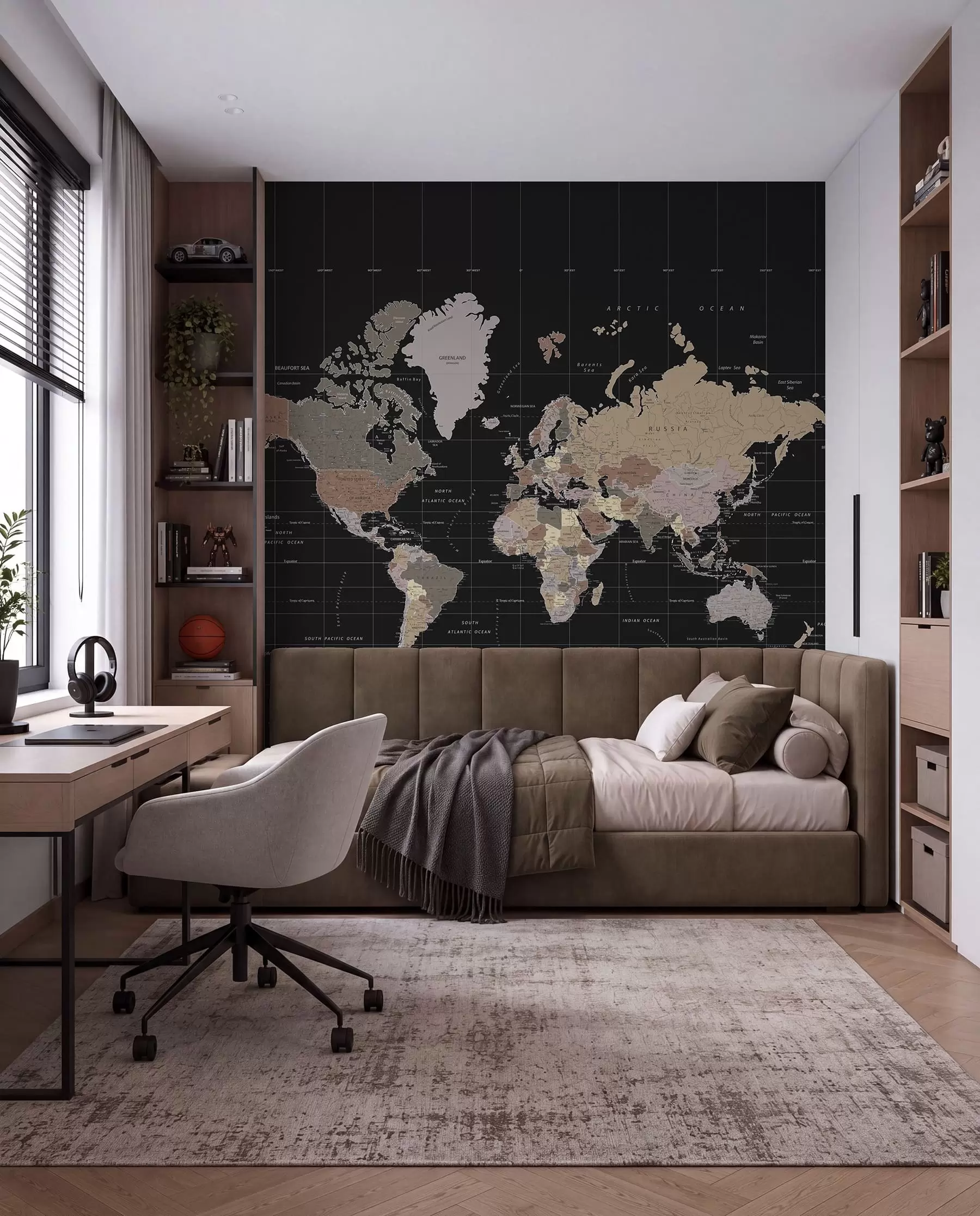 murais de parede Mapa-mundo com diversos países delineados u99477d1