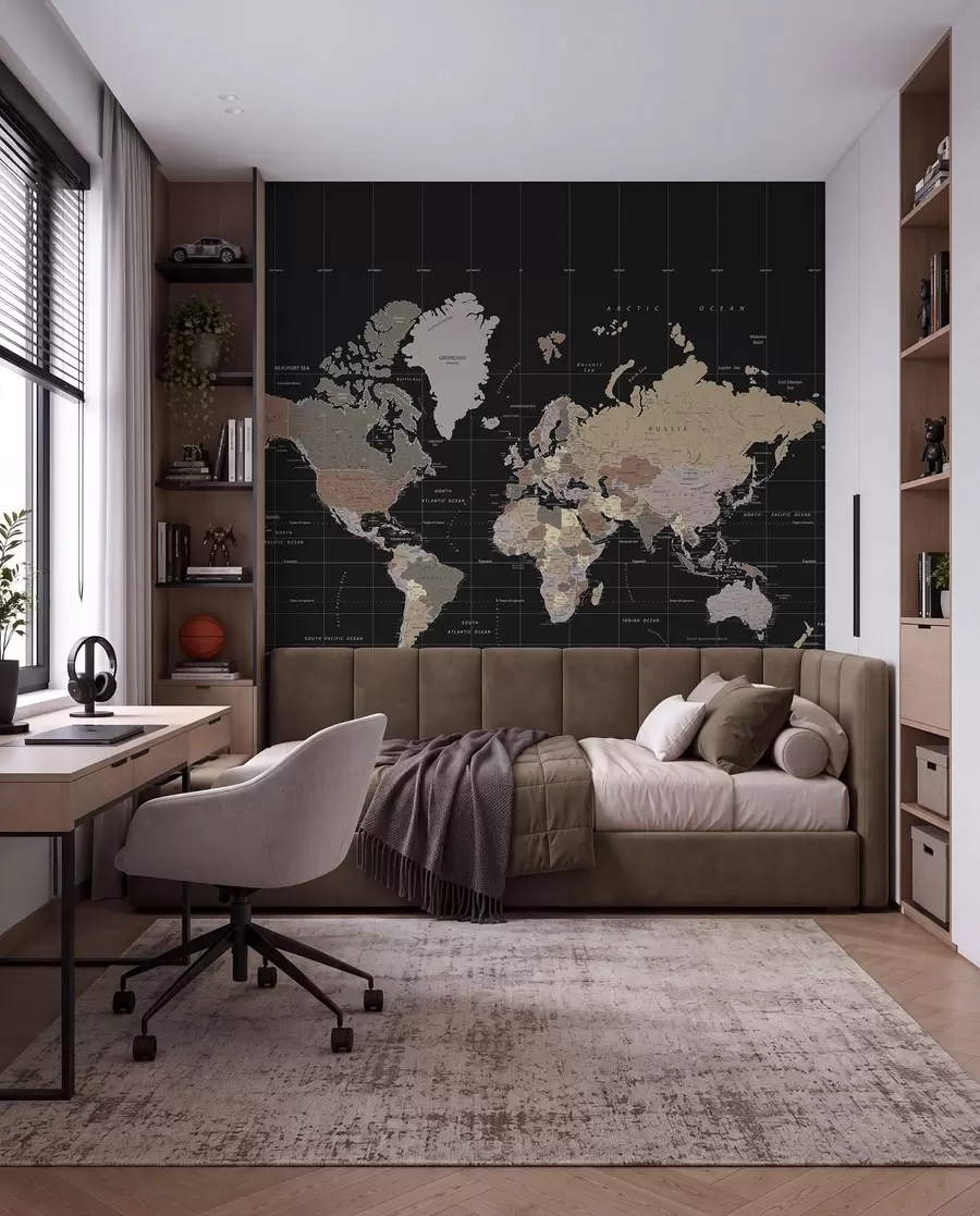 murais de parede Mapa-mundo com diversos países delineados u99477d1
