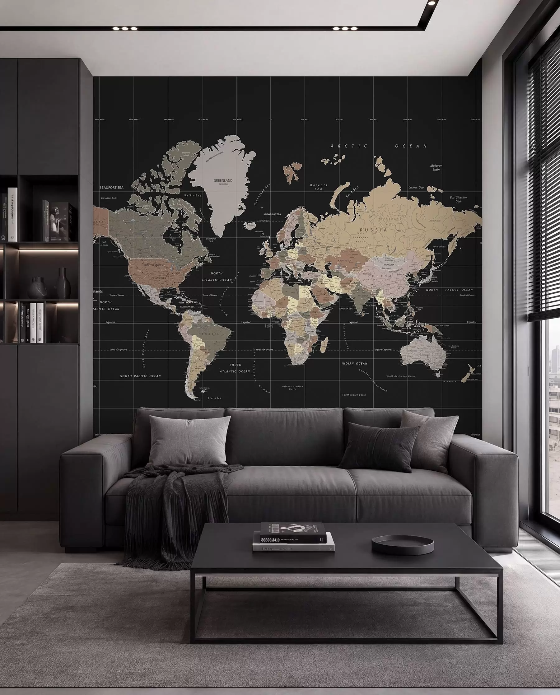 murais de parede Mapa-mundo com diversos países delineados u99477d1