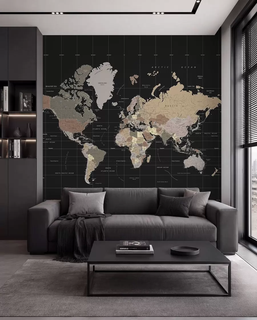 murais de parede Mapa-mundo com diversos países delineados u99477d1