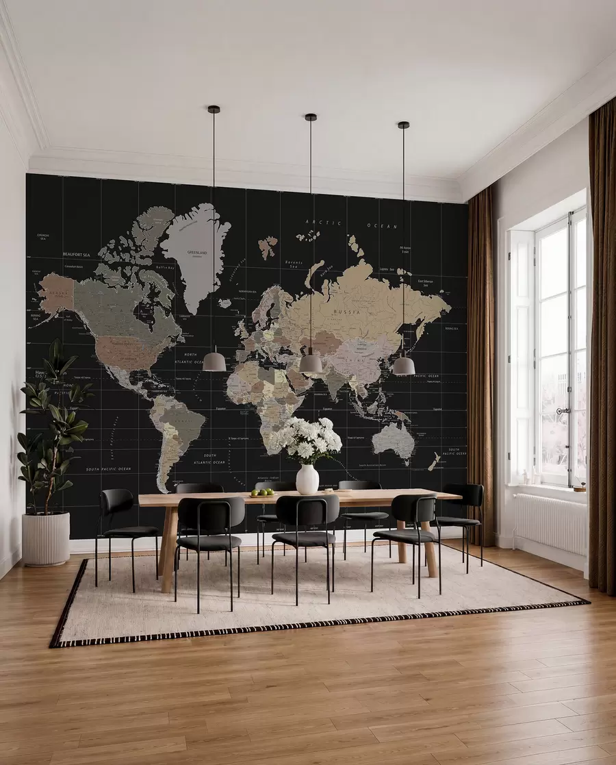 murais de parede Mapa-mundo com diversos países delineados u99477d1