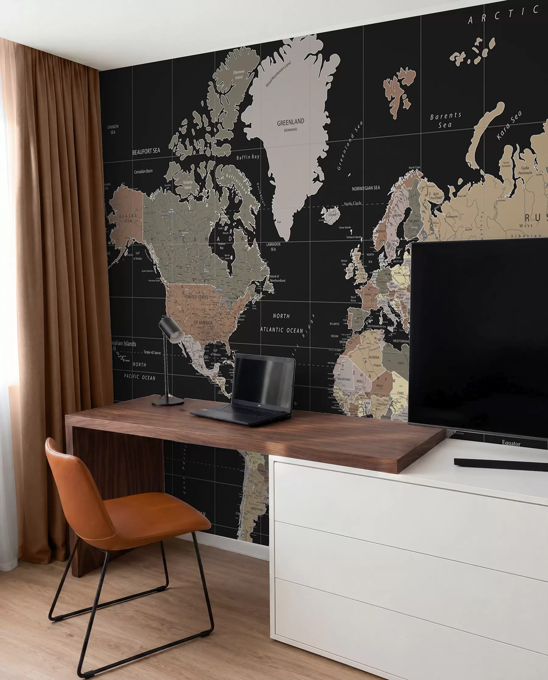 murais de parede Mapa-mundo com diversos países delineados u99477d1
