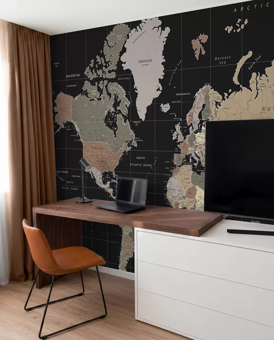 murais de parede Mapa-mundo com diversos países delineados u99477d1
