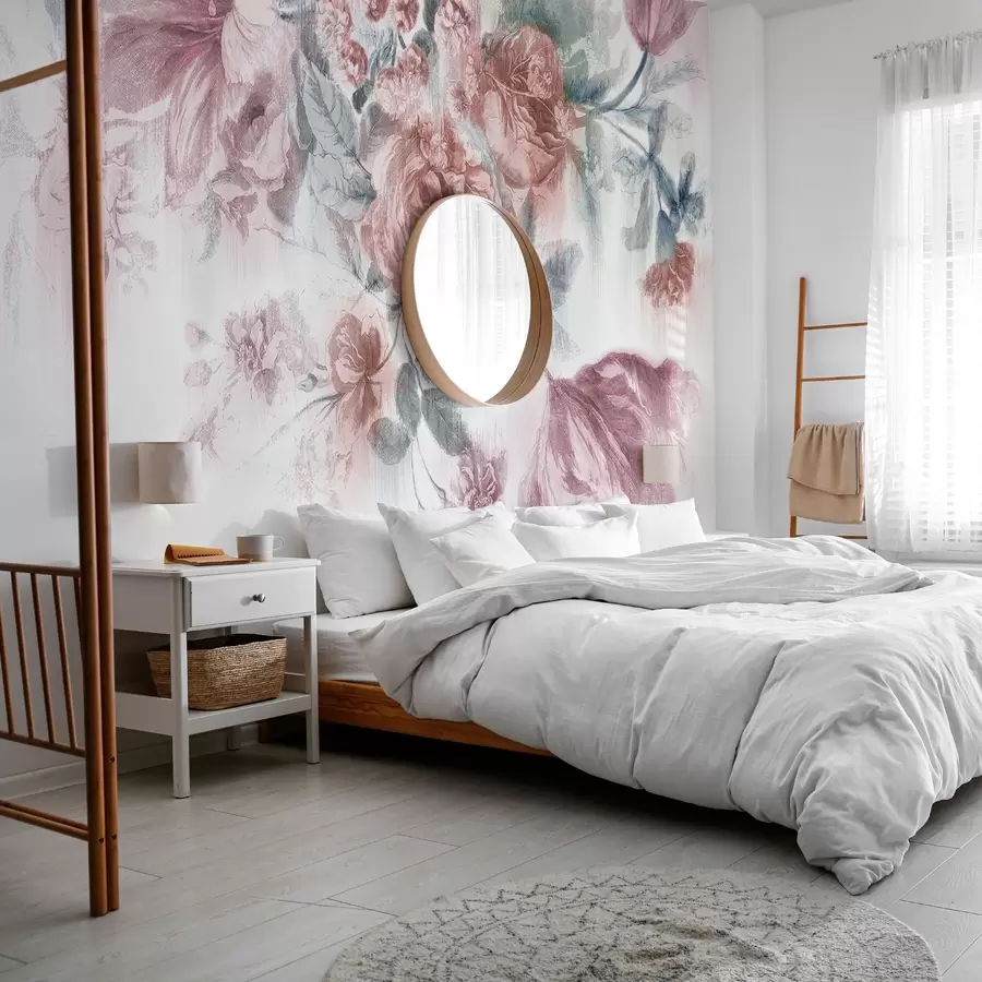 murais de parede Delicado arranjo floral em tons pastel w00389