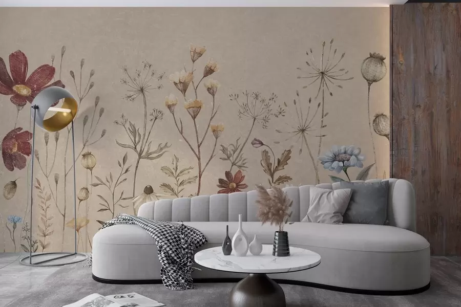 murais de parede Beleza botânica em tons suaves w00580