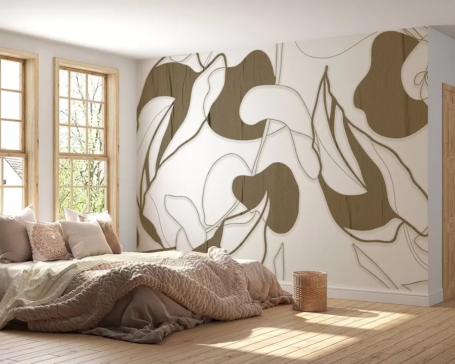 murais de parede Elegantes padrões florais abstractos em tons w00833