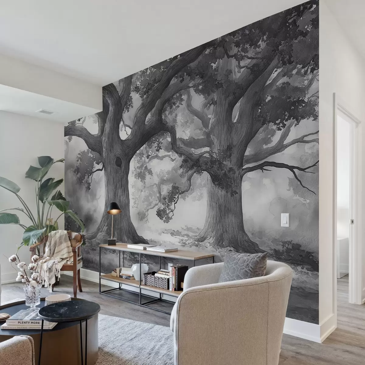 murais de parede Árvores majestosas numa paisagem tranquila w01182