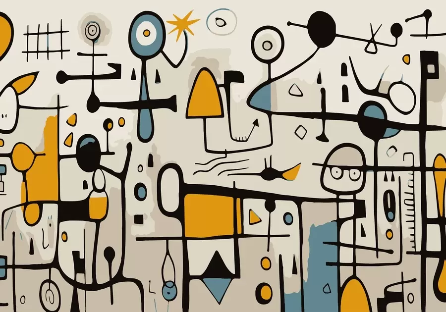 murais de parede Arte abstrata com formas geométricas em estilo Art Nouveau w02029