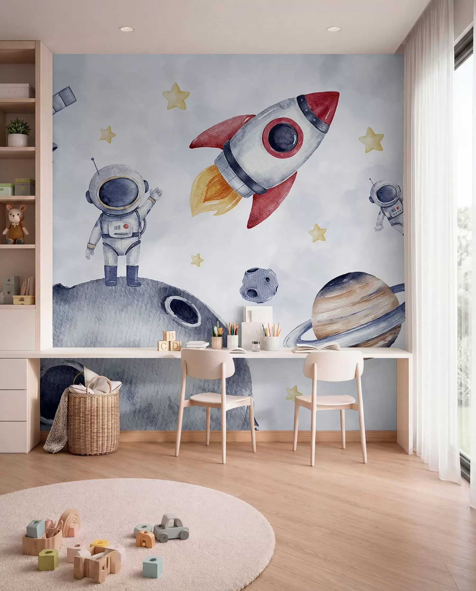 murais de parede Pequenos astronautas em voo w01461