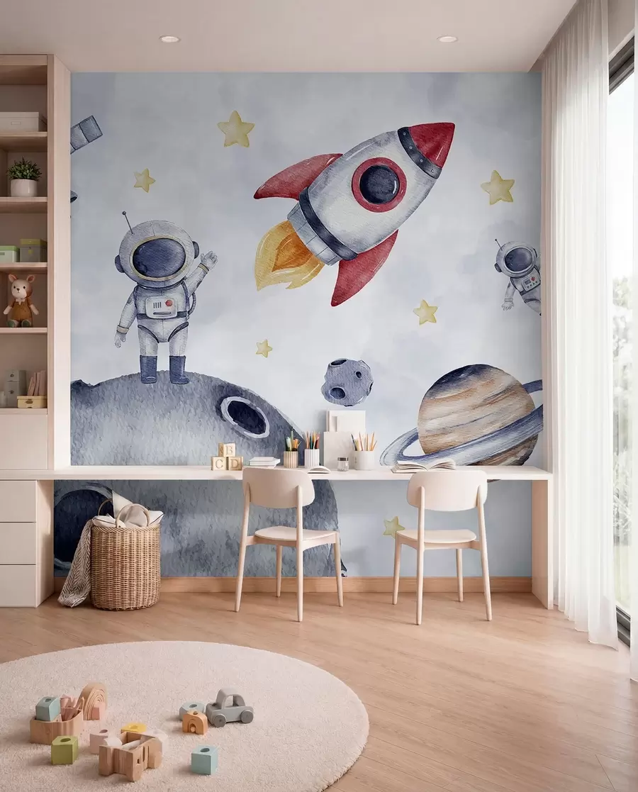 murais de parede Pequenos astronautas em voo w01461