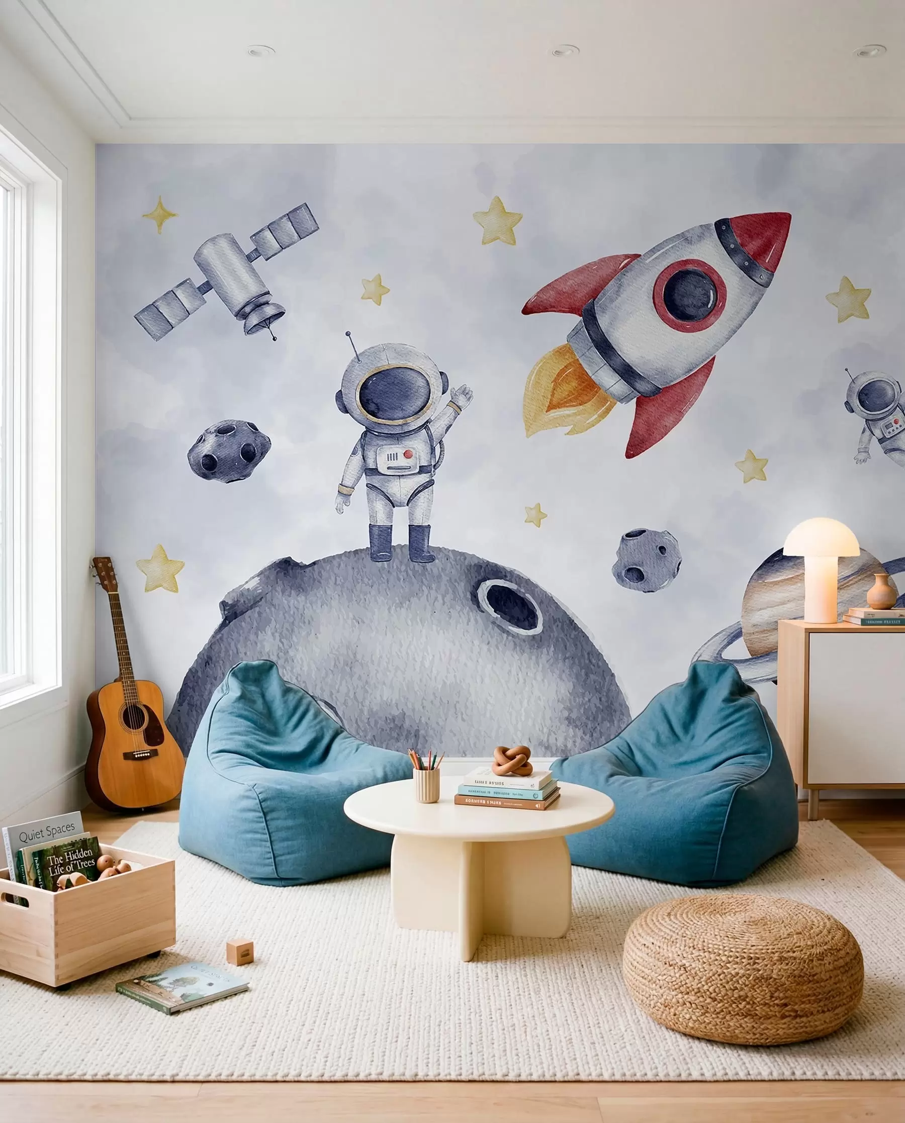 murais de parede Pequenos astronautas em voo w01461