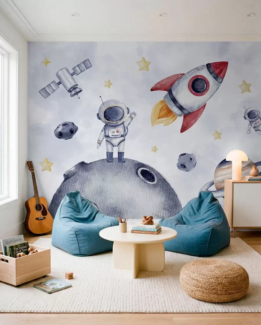 murais de parede Pequenos astronautas em voo w01461