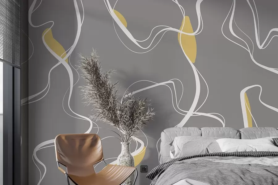 murais de parede Linhas abstractas num esquema de cores suaves u99659v1