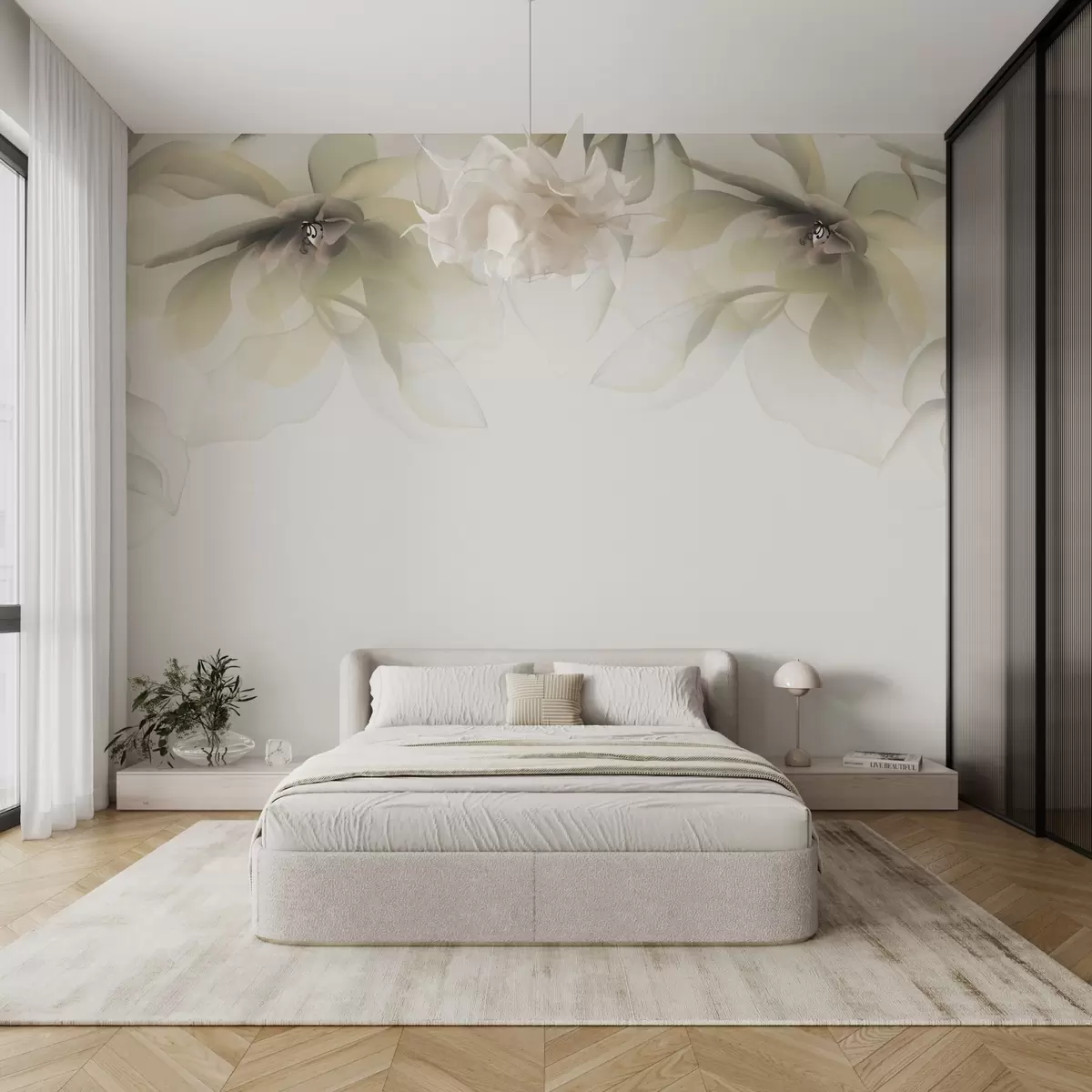 murais de parede flores grandes amarelas translúcidas no topo w02093v1