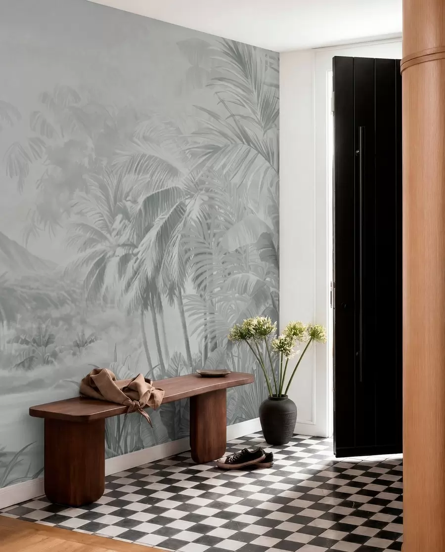 murais de parede Floresta tropical em tons de cinzento suaves w01931v4