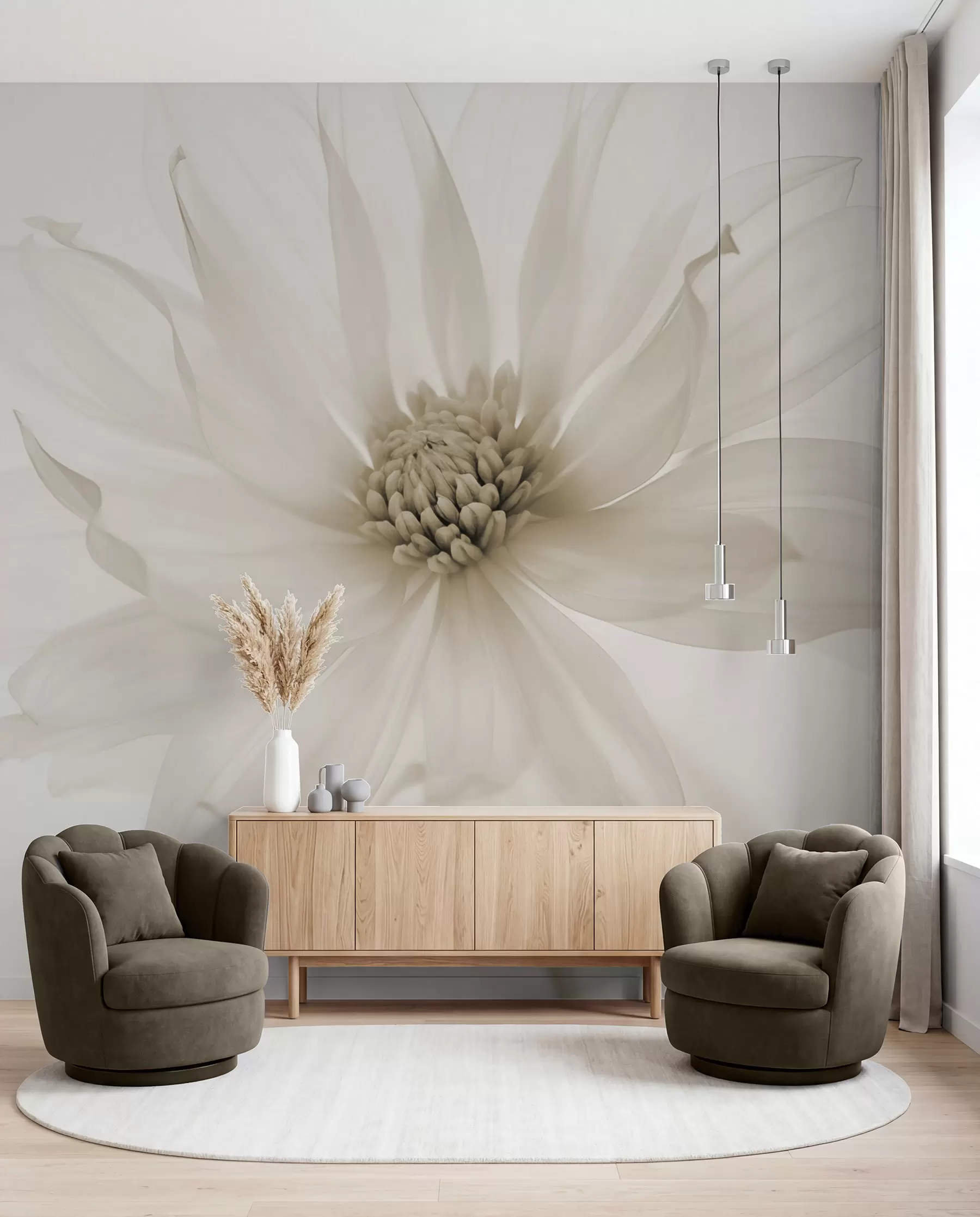 murais de parede Delicada flor bege sobre fundo claro w02077v1