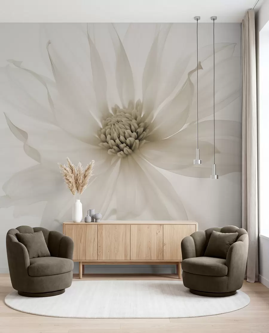murais de parede Delicada flor bege sobre fundo claro w02077v1