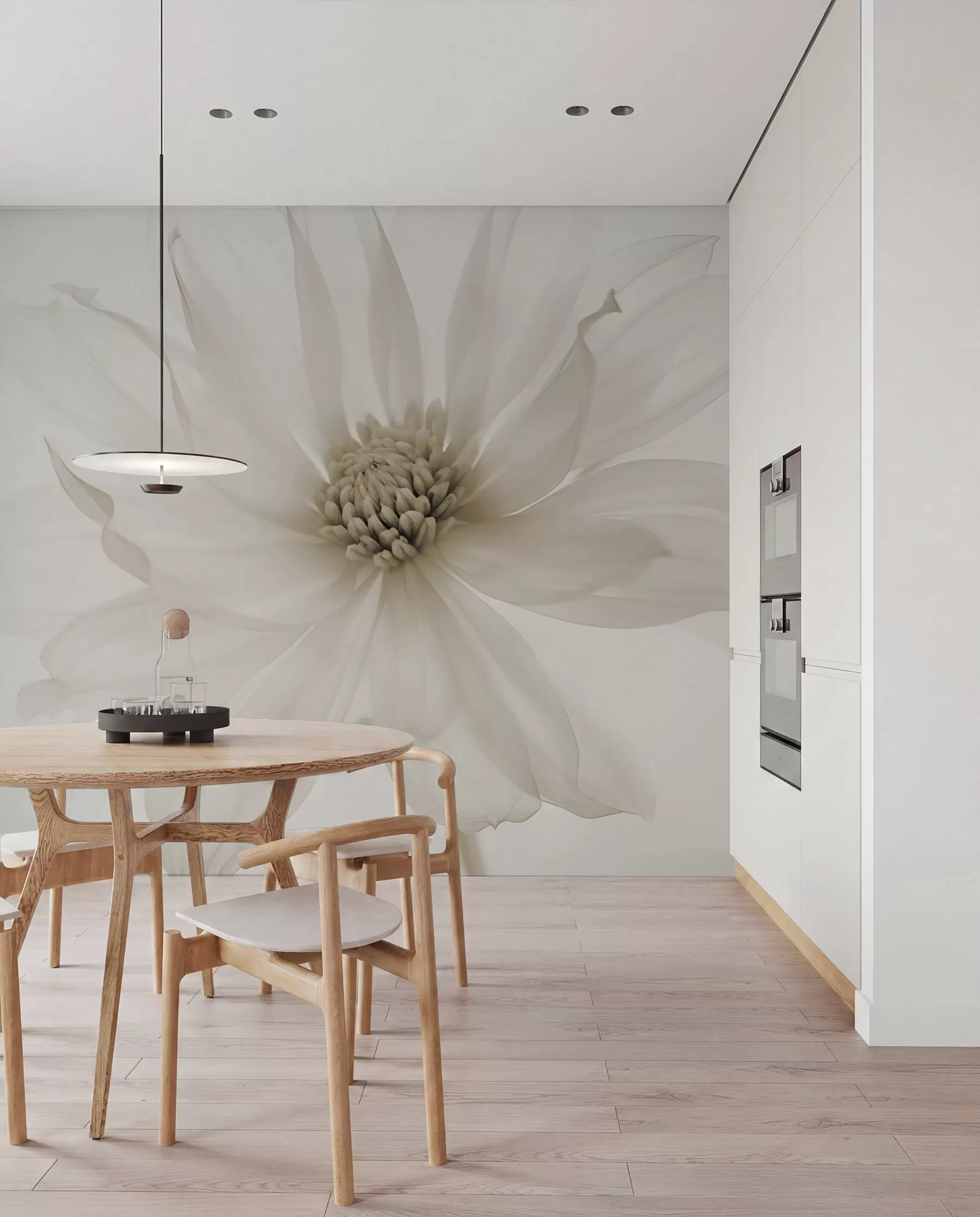 murais de parede Delicada flor bege sobre fundo claro w02077v1