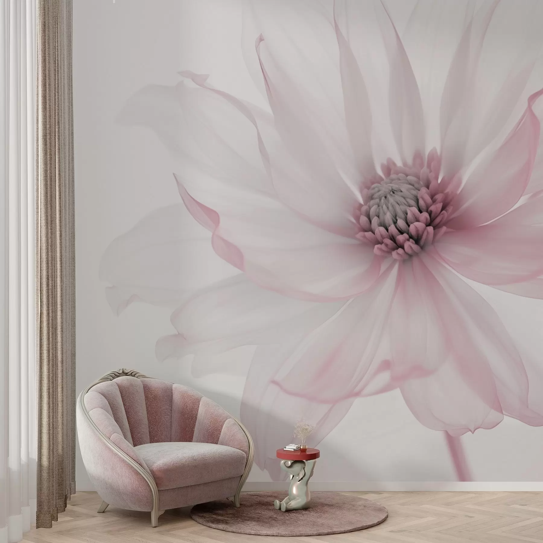 murais de parede Delicada flor cor-de-rosa sobre fundo claro w02077v2