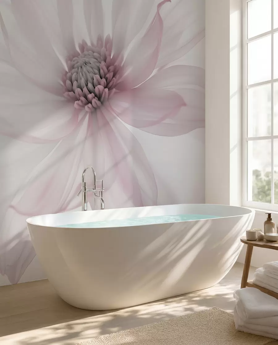 murais de parede Delicada flor cor-de-rosa sobre fundo claro w02077v2