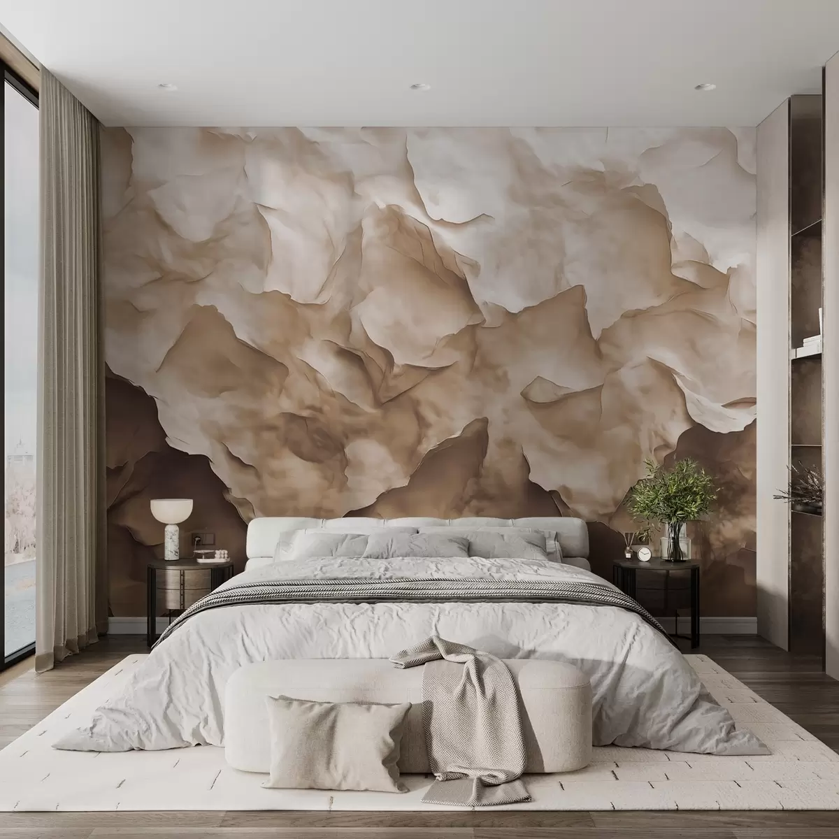 murais de parede Textura gradiente bege e branca w02067v1